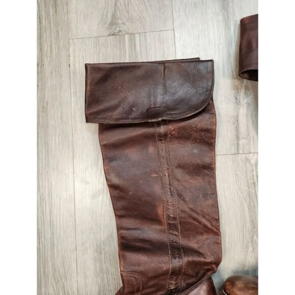Vintage Frye Leather Boots Over The‎ Knee Cuffed Brown Womens 6B